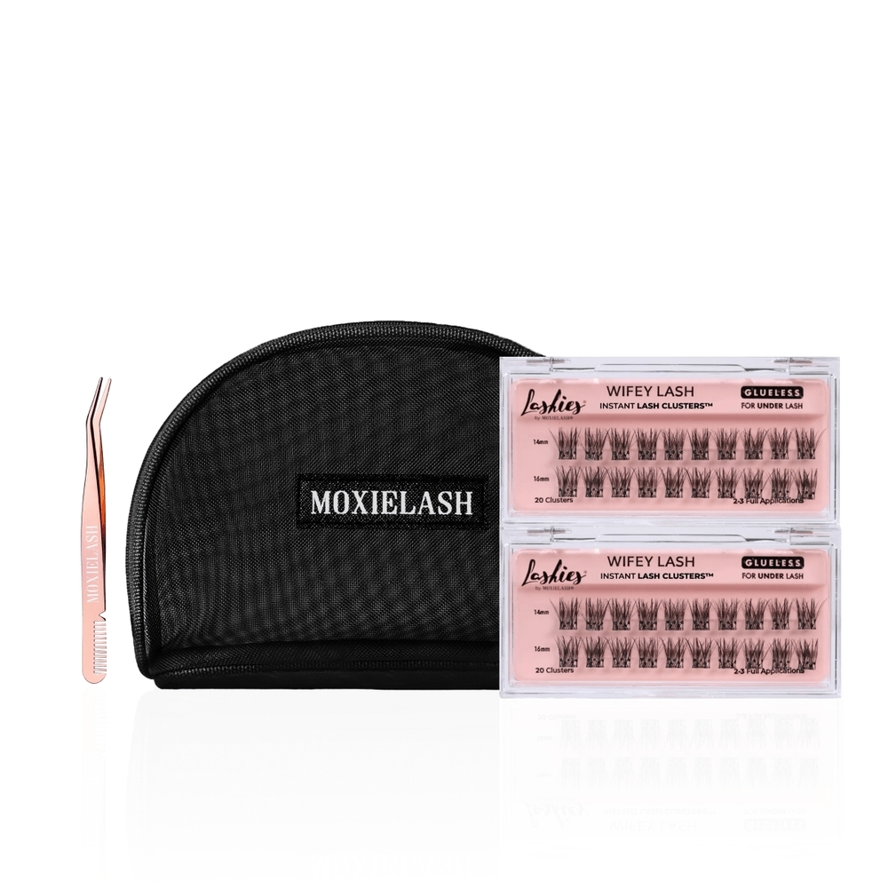 MoxieLash Wifey Lash Clusters with Pink Tweezers